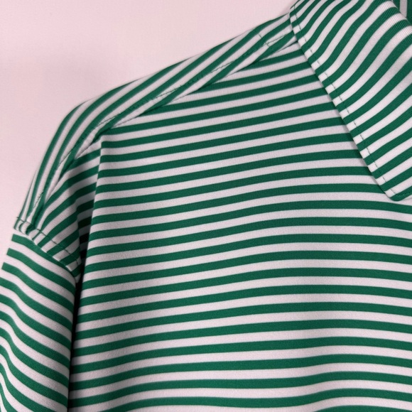 Byron Nelson DriWay Golf Shirt Green White Stripes Medium  Performance Polo - Picture 3 of 12